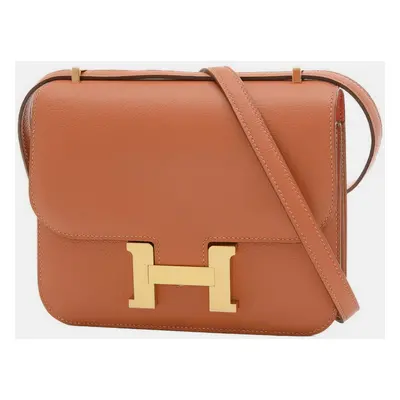 Hermes Rose Jaipur Evercolor Leather Constance Shoulder Bag