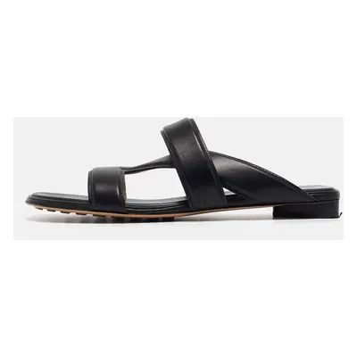 Bottega Veneta Black Leather The Band Slide Flats Size 40.5