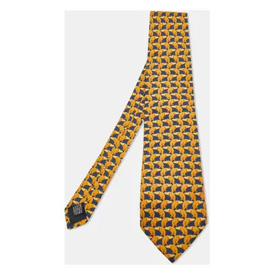 Gucci Yellow Animal Printed Silk Tie