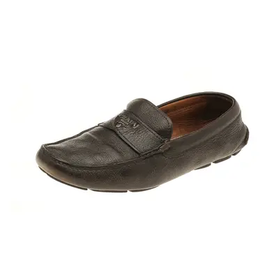 Prada Dark Brown Leather Penny Slip On Loafers Size