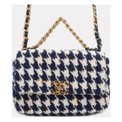 Chanel Blue Tweed Medium Houndstooth Flap Bag