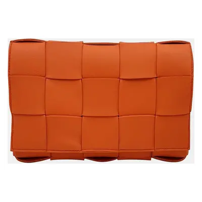 Bottega Veneta Orange Leather Cassette Shoulder Bag