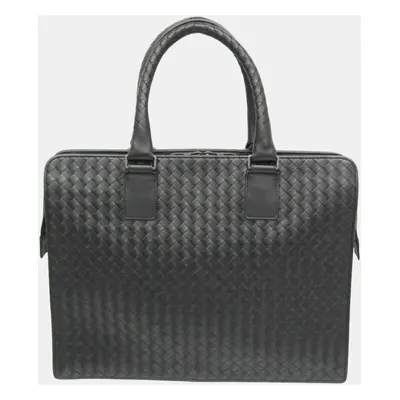 Bottega Veneta Black Intrecciato Leather Document Handbag