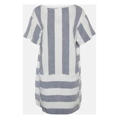 Weekend Max Mara White & Grey Striped Linen Top