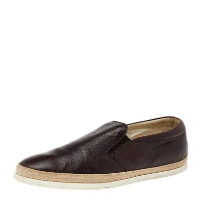 Tod's Brown Leather Slip On Sneakers Size