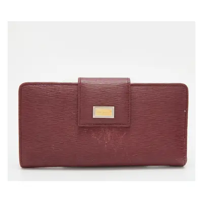 Dolce & Gabbana Burgundy Leather Flap Continental Wallet