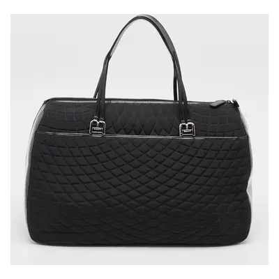 Bally Black Quilted Nylon and Leather Duffel Bag