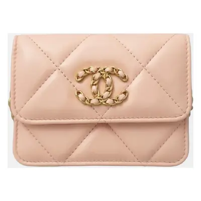 Chanel Pink Leather Chain Coin Purse