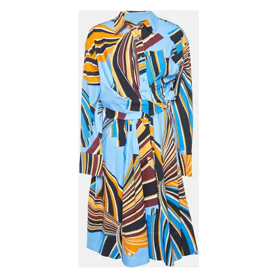 Emilio Pucci Multicolor Printed Cotton Wrap Detail Button Front Shirt Dress