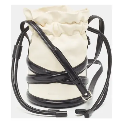 Alexander McQueen Black/White Leather The Soft Curve Bucket Bag