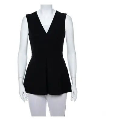 Alexander McQueen Black V Neck Sleeveless Peplum Top