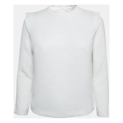 Sandro White Gauze Long Sleeve Top