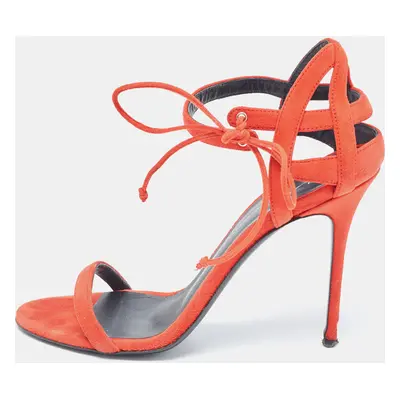 Giuseppe Zanotti Red Suede Ankle Strap Sandals Size