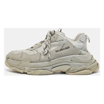 Balenciaga Grey Faux Leather Triple Sneakers Size