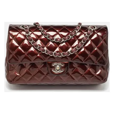 Chanel Brown Patent Leather Classic Double Flap Bag