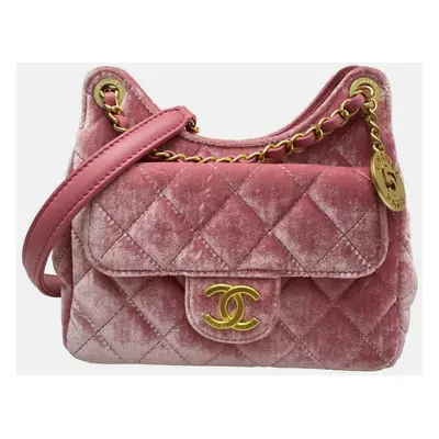 Chanel Pink Velvet Small Hobo Bag