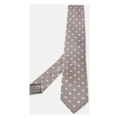 Brioni Grey Polka Dot Jacquard Silk Tie