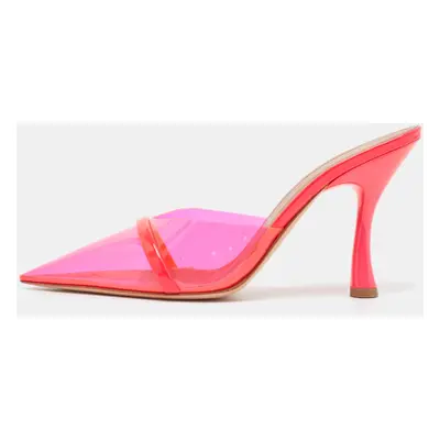 Malone Souliers Neon Pink Patent Leather and PVC Joella Slide Sandals Size