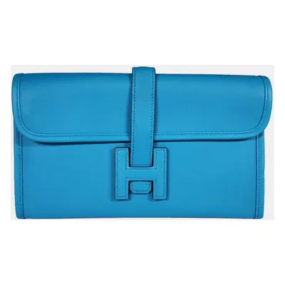 Hermes Bleu Zanzibar Swift Jige Duo wallet PHW