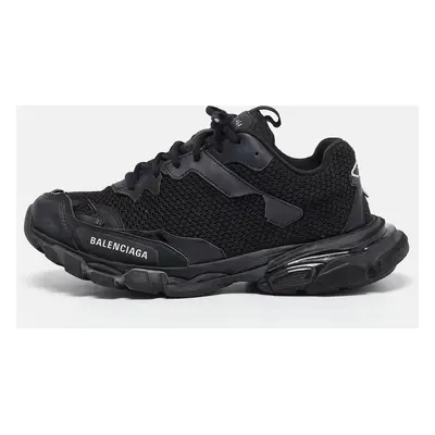 Balenciaga Black Faux Leather and Mesh Track Sneakers Size