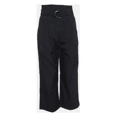 Ganni Black Nylon Paperbag Waist Trousers