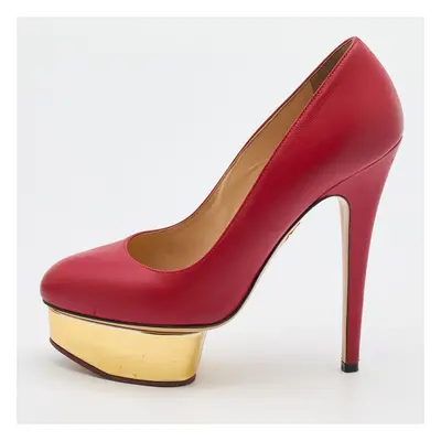 Charlotte Olympia Red Leather Dolly Platform Pumps Size