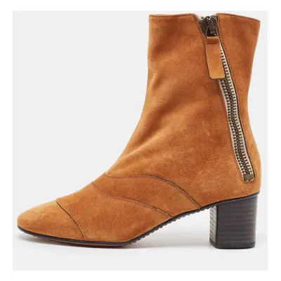 Chloe Brown Suede Ankle Booties Size