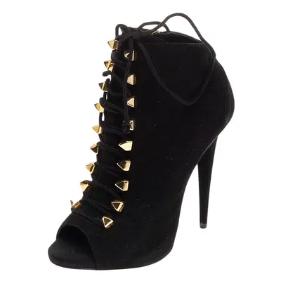 Giuseppe Zanotti Black Suede Lace Up Booties Size