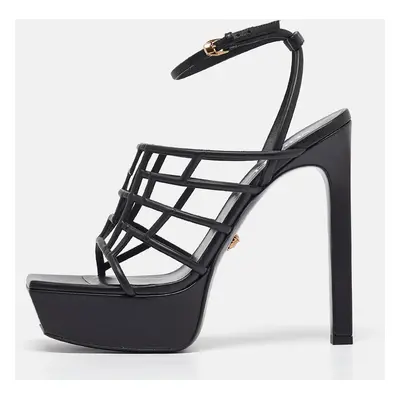 Versace Black Leather Ankle Strap Sandals Size