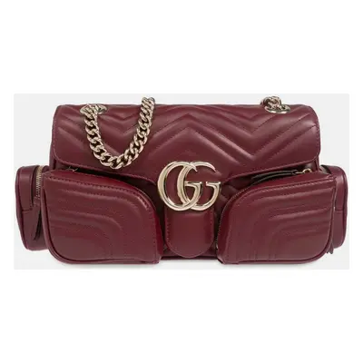 Gucci Burgundy Leather GG Marmont Pouch bag