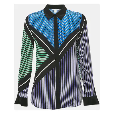 Diane Von Furstenberg Multicolor Striped Silk Valentina Shirt