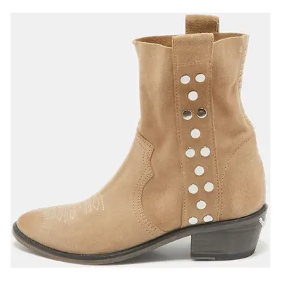 Zadig & Voltaire Beige Suede Studded Western Boots Size