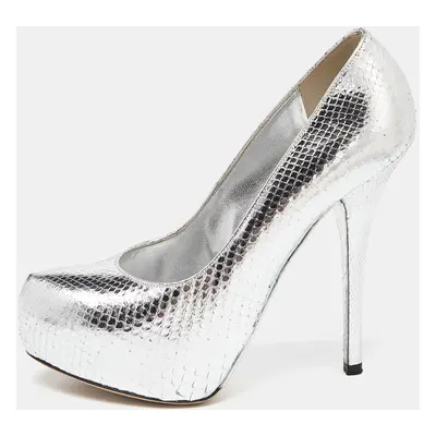 Dolce & Gabbana Silver Python Platform Pumps Size