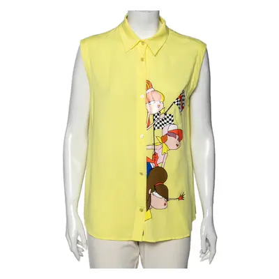 Love Moschino Yellow Printed Sleeveless Shirt