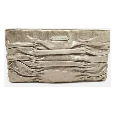 MICHAEL Michael Kors Metallic Leather Webster Ruched Clutch