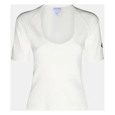 Bottega Veneta White Cotton Rib Jersey Top