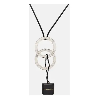 Bvlgari Fortuna Grande Sterling Silver Pendant Black Cord Necklace