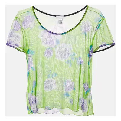 Dolce & Gabbana Intimo Green Floral Print Sheer Top