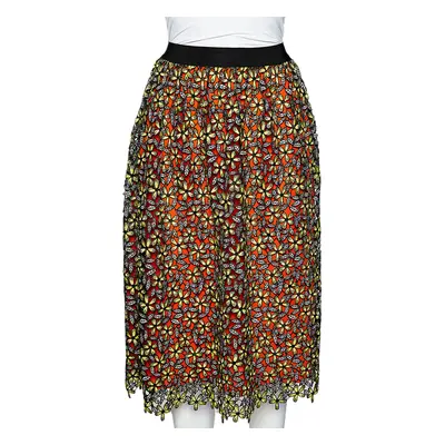 Self-Portrait Multicolor Floral Guipure Lace Midi Skirt