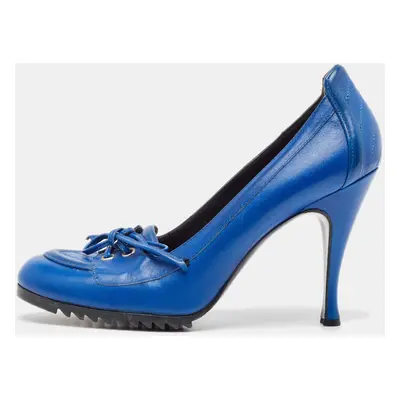 Balenciaga Blue Leather Loafer Pumps Size