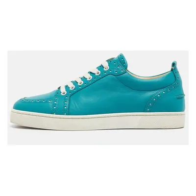 Christian Louboutin Turquois Blue Brogue Leather Lace Up Derby Sneakers Size