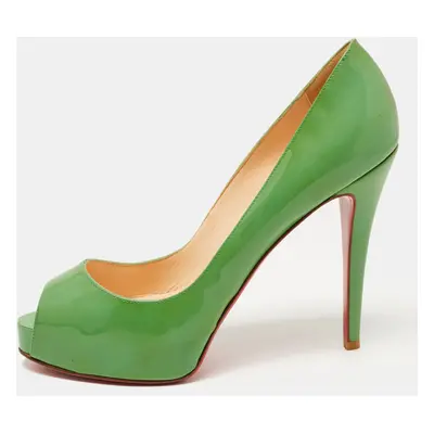 Christian Louboutin Green Patent Leather Very Prive Pumps Size 38.5