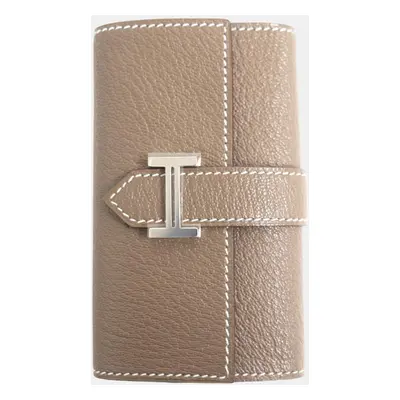 Hermes Chevre Leather Bearn Key Holder Grey Leather