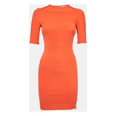 Diane Von Furstenberg Orange Stretch Knit Bodycon Mini Dress