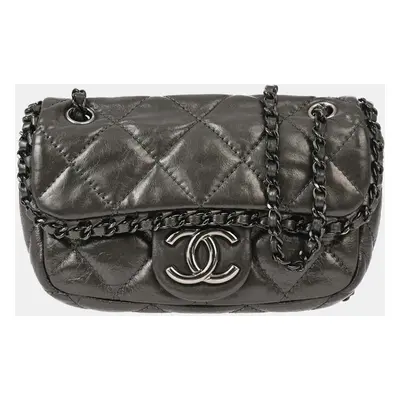 Chanel Gray Calfskin Luxury Line Shoulder Bag