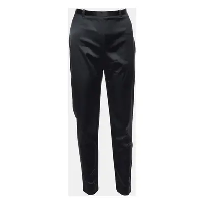 Balenciaga Black Wool Satin Slim Fit Trousers M/Waist 30"