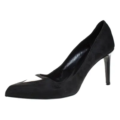 Versace Black Signature Canvas Pointed Toe Pumps Size