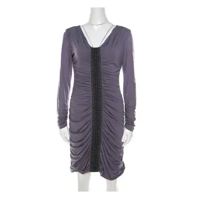 Philosophy Di Alberta Ferretti Lilac Jersey Embroidered Ruched Detail Dress