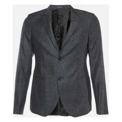 Emporio Armani Dark Grey Virgin Wool Single Breasted Blazer