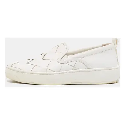 Bottega Veneta White Leather Dodger Slip On Sneakers Size